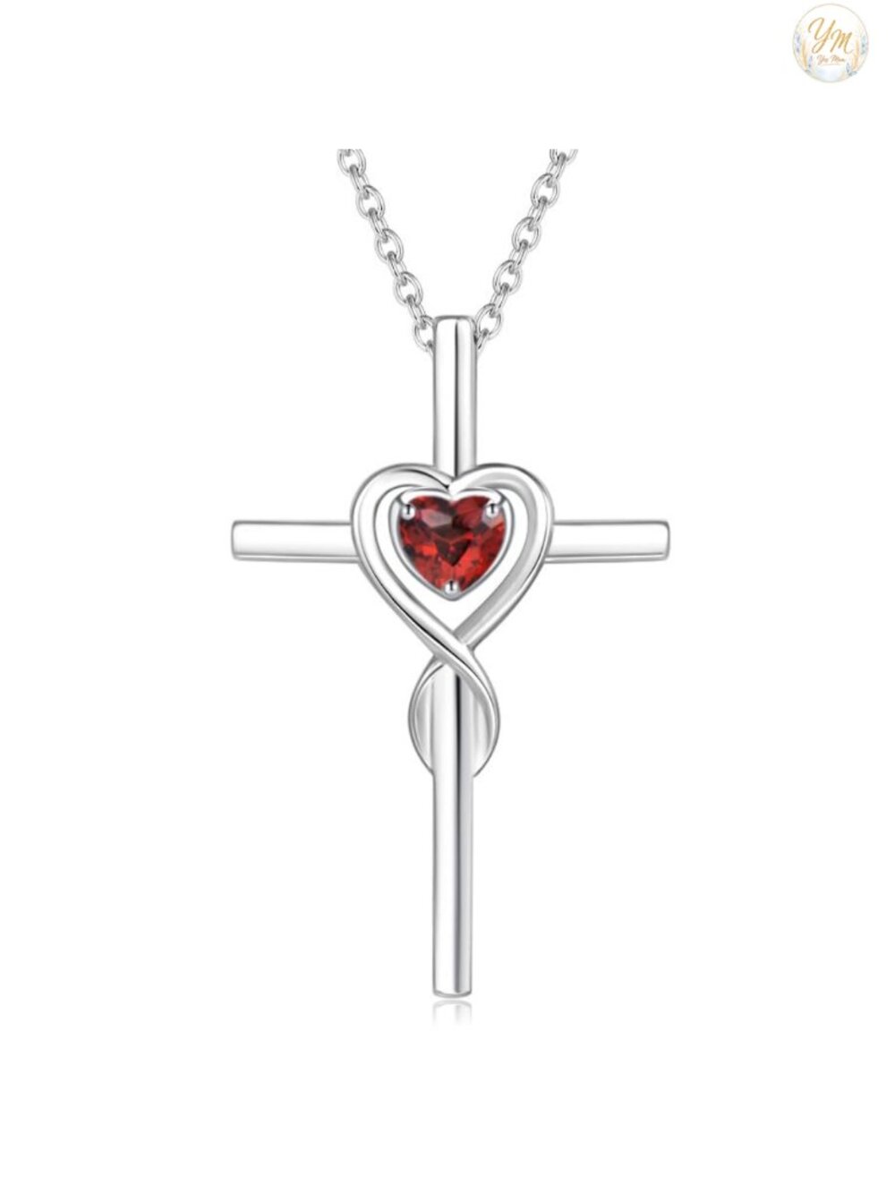 925 Sterling Silver Birthstone Cross Necklace Heart Infinity Pendant 16+2in